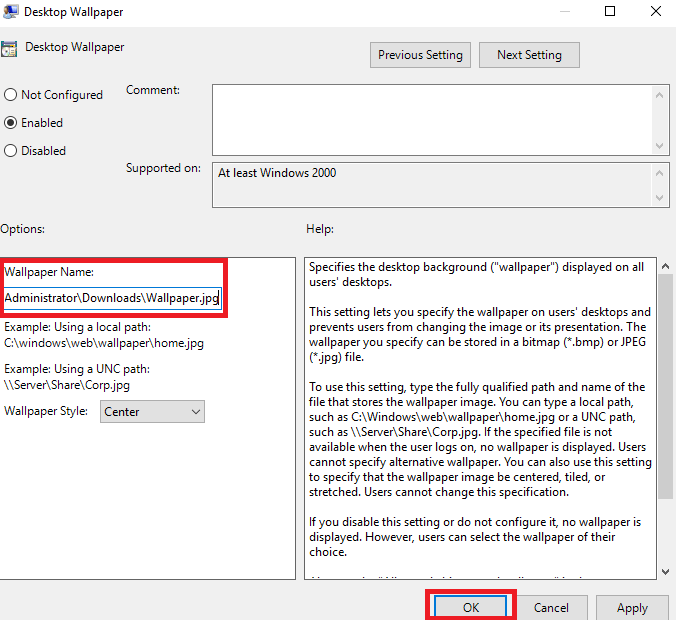 How to Create Wallpaper Group Policy in Server